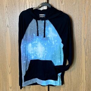 Y2K TONY HAWK LIGHTWEIGHT HOODED LONG SLEEVE SHIRT SIZE S GALAXY GRAPHIC